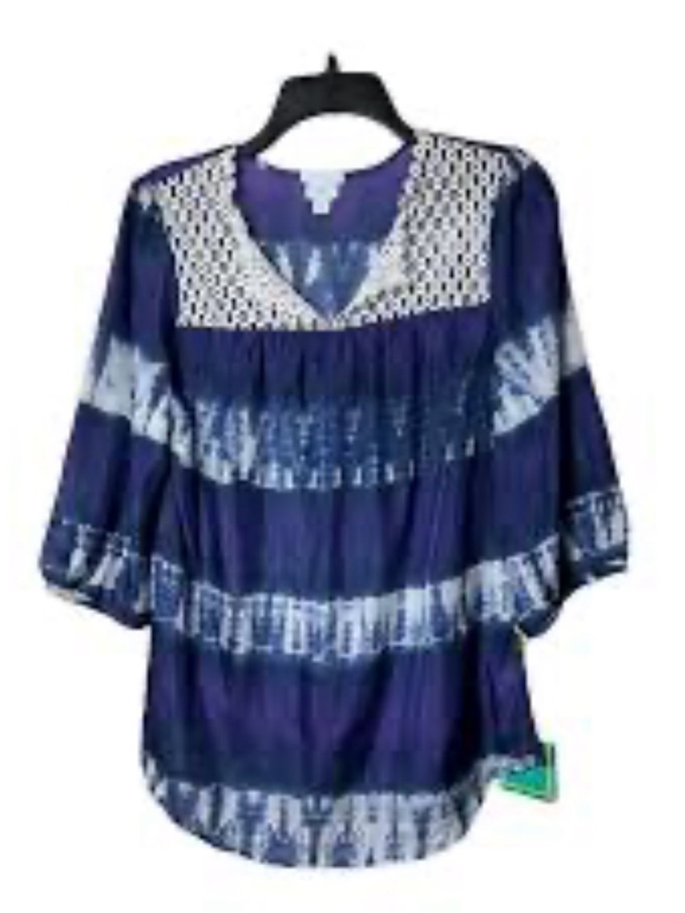 Calypso St. Barth for Target 100% Silk Tie-Dye Peasant Tunic with Crochet Yoke
